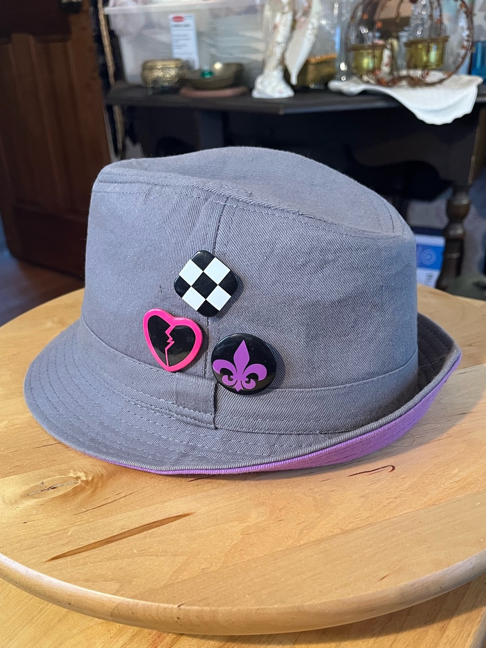 Grey Women’s Fedora, Unbranded Cotton Blend with 3 Fun Stylish Pins for Accent